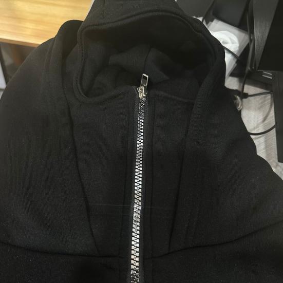 Unisex Balaclava Hoodie Warm Loose Hooded Jacket Zip-up Casual Jacket with Face Mask for Autumn Winter Outdoor Sports Street Wear