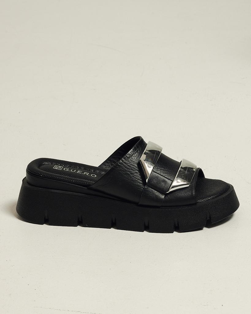 Шлепанцы на платформе Guero 39562 36 Черные кожа