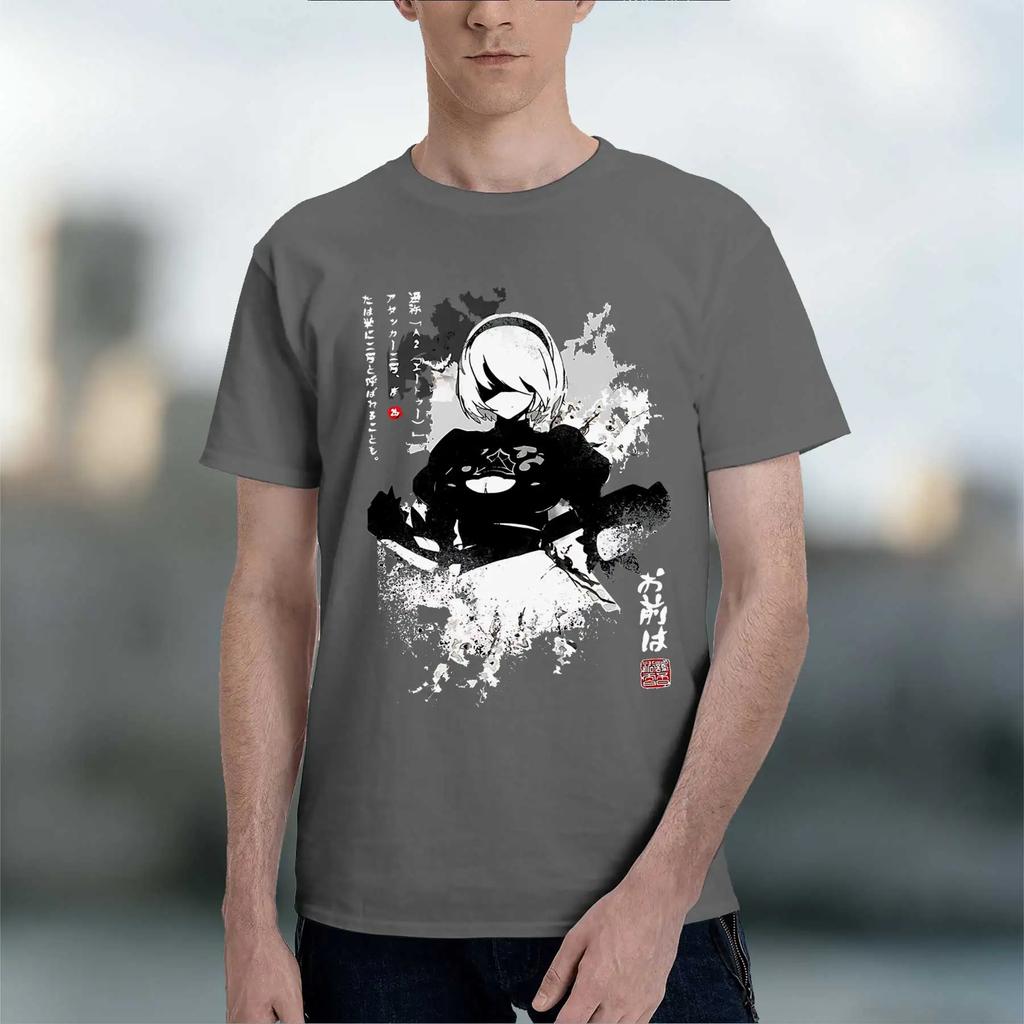 Nier Automata 2b   2026 New Fashion Heavyweight Hot Selling Retro Printed Pattern Fun Round Neck Tshirt For Daily Comfort