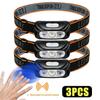 Mini USB Rechargeable Headlamp Motion Sensor Headlight Camping Flashlight Head Light Torch Lamp with Built-in Battery