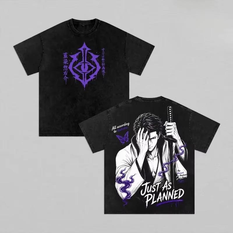 Hot Sale 2026 Bleach Sosuke Aizen Double Sided Anime Graphic T-Shirt Men Women Punk Streetwear Oversized T-shirt Breathable and Comfortable Clothes