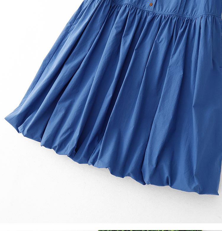 Женское повседневное японское синее платье-фонарик без рукавов