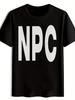 Мужская черная футболка с графическим принтом NPC Повседневная с круглым вырезом с коротким рукавом Летний весенний топ Повседневная одежда для взрослых Повседневная летняя