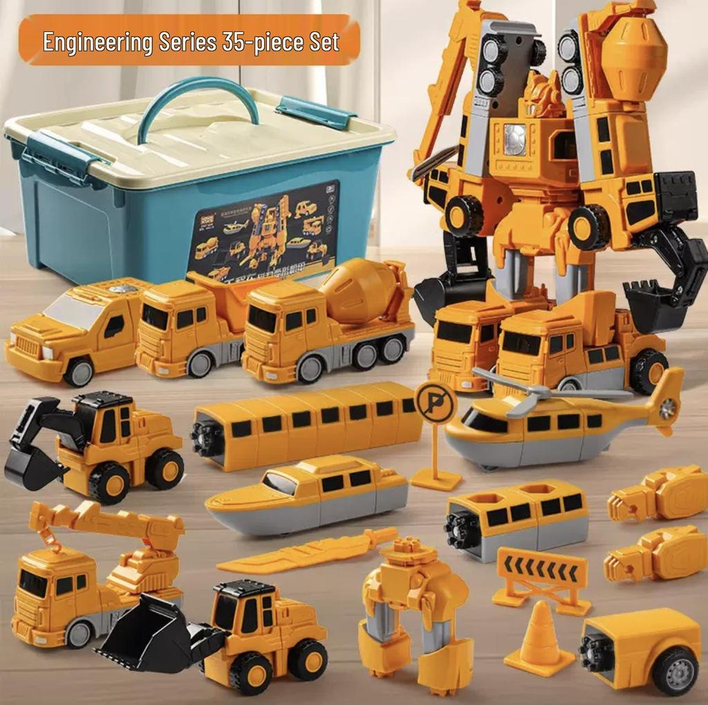 Kids' Magnetic Engineering Vehicle & Robot Transformation Toy Set