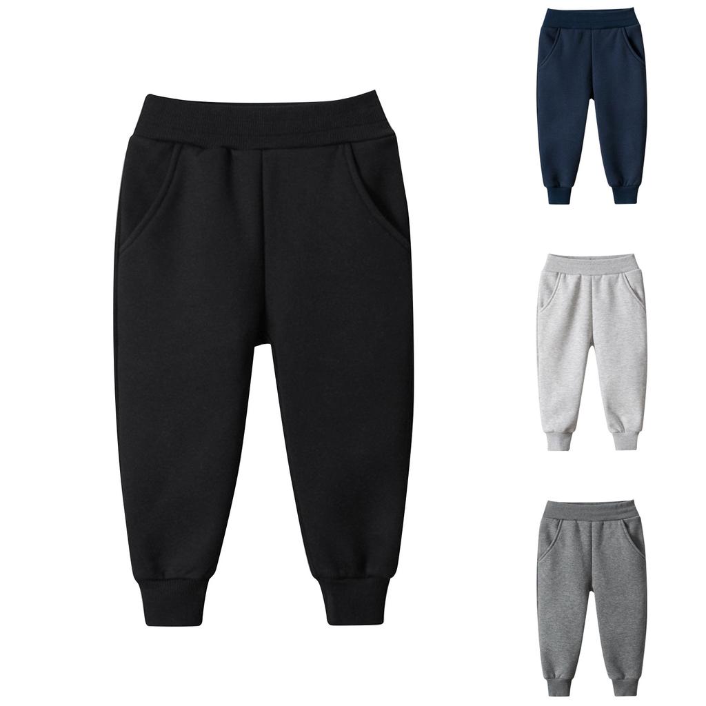 Winter Boys And Girls  Solid Color Sports Pants Long Pants