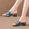 Модные женские шлепанцы, женские шлепанцы на квадратном каблуке, летняя обувь на высоком каблуке, уличные шлёпанцы с открытым носком, женские туфли-лодочки Zapato Mujer