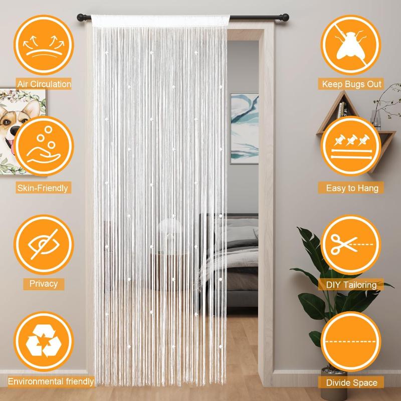 Шторы-нити, блестящие шторы с бахромой для окна 39 X 79 дюймов, разделительная полоса для двери, кисточка для свадьбы, гостиной, ванной, кофейни(шампанское)