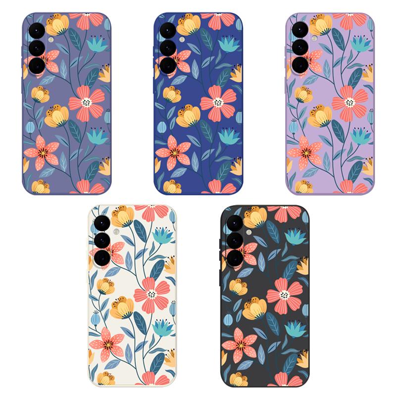 Flower Painted Shell For Samsung Galaxy S24 S22 Ultra Plus S23 S21 S20 Fe A52 A53 A54 A34 14 5g A51 A32 A13 4g Slim Shockproof Tpu Hybrid Case Cover