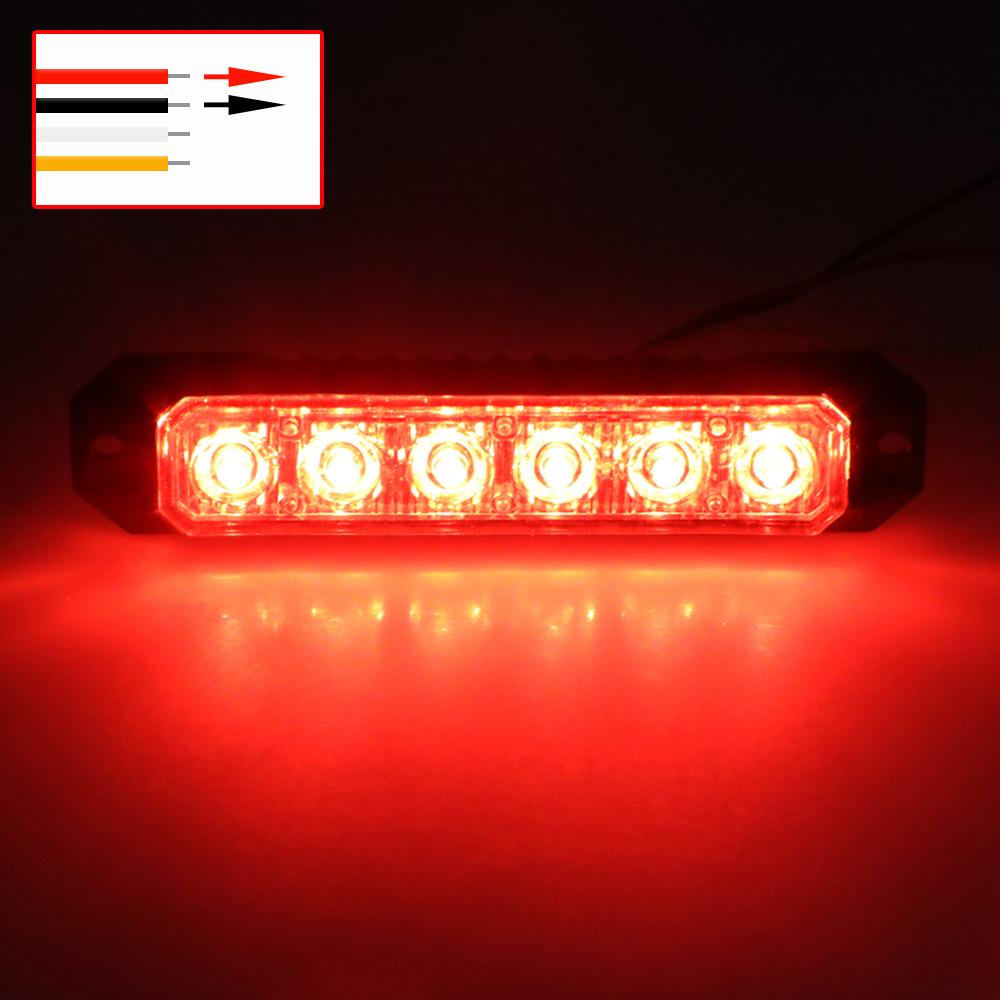 1pcs 6Led Strobe Warning Light Strobe Grille Flashing Lightbar for Emergency Truck Beacon Lamp Amber Car Traffic Light 12-24V