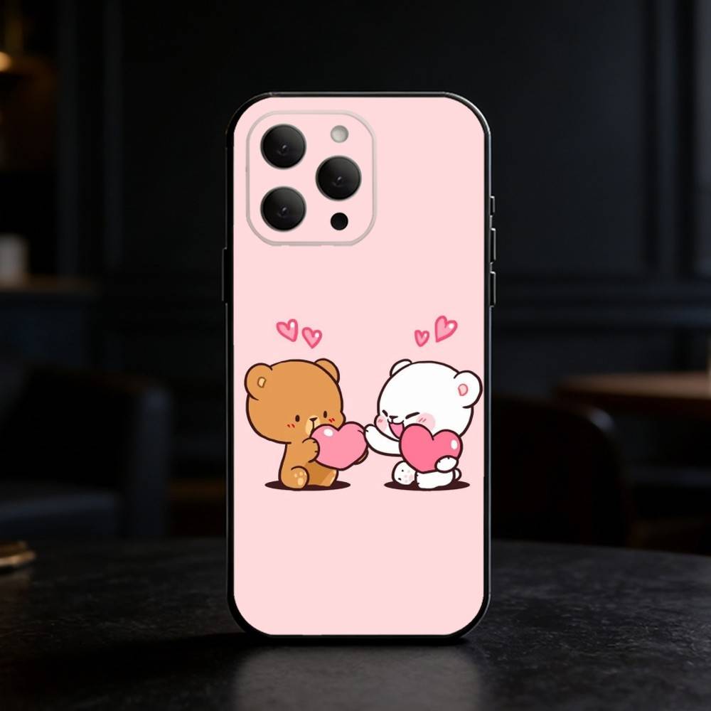 M-Milk Mocha Phone Case For iPhone 17,16,15,14,13,12,11 Plus,Pro Max,SE4Soft Silicone Black Cover
