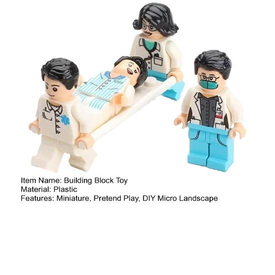 Mini Medical Scene Figures Set with Patient Nurse Doctor And Equipment Miniature Building Block Set for Pretend Play DIY Micro