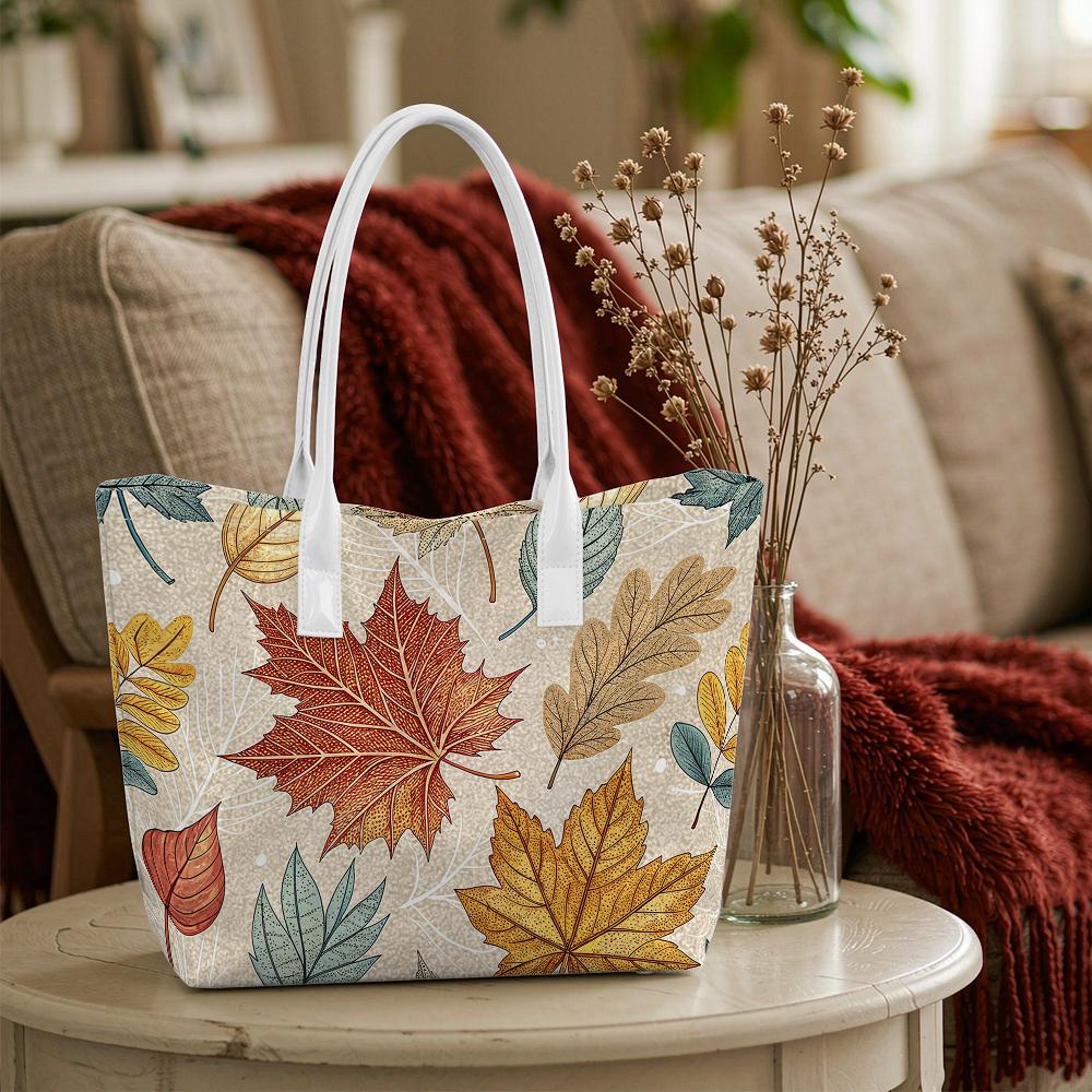 Fall Maple Leaf Print Tote Bag Casual Large Capacity Handbag for Daily Use