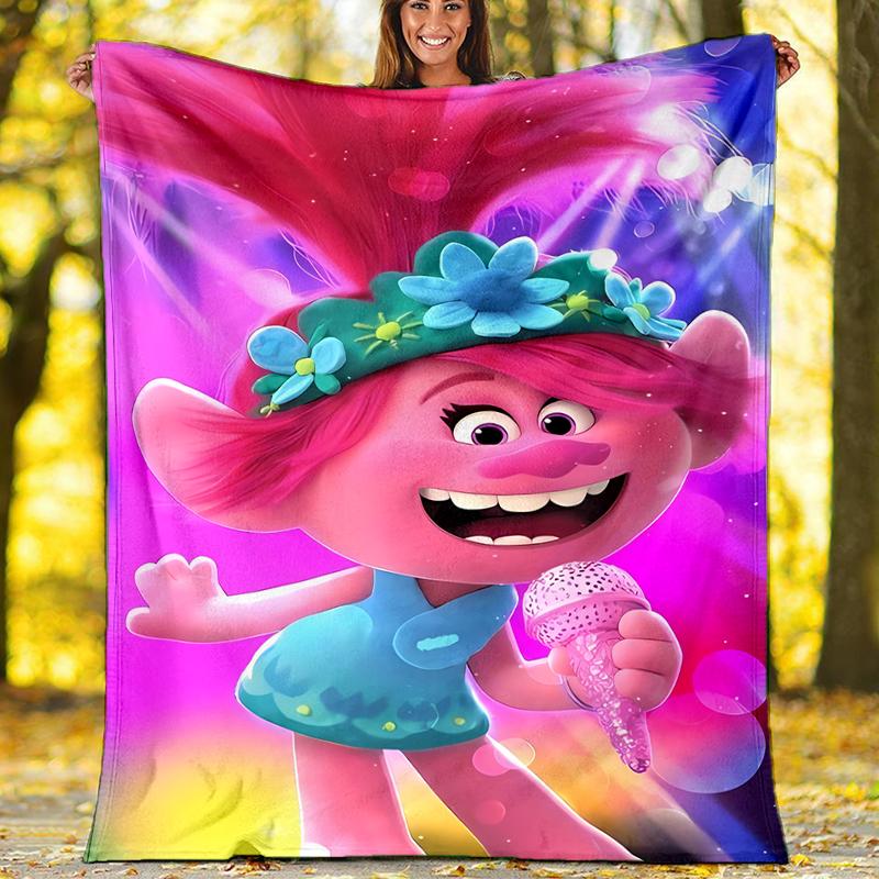 Trolls Theme Printed Blanket - Perfect for Couch, Bed, Travel & Outdoor Use | Machine Washable, Cozy & Durable.