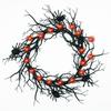 Halloween Decoration Wreath Bat Spider Black Branch Wreaths With Red Purple LED Light Wreath For Doors Window Flower Garland