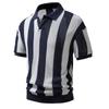 European and American Style Men's Summer Hollow Mesh Polo Shirt Fashion Striped Short Sleeves Net T-Shirt