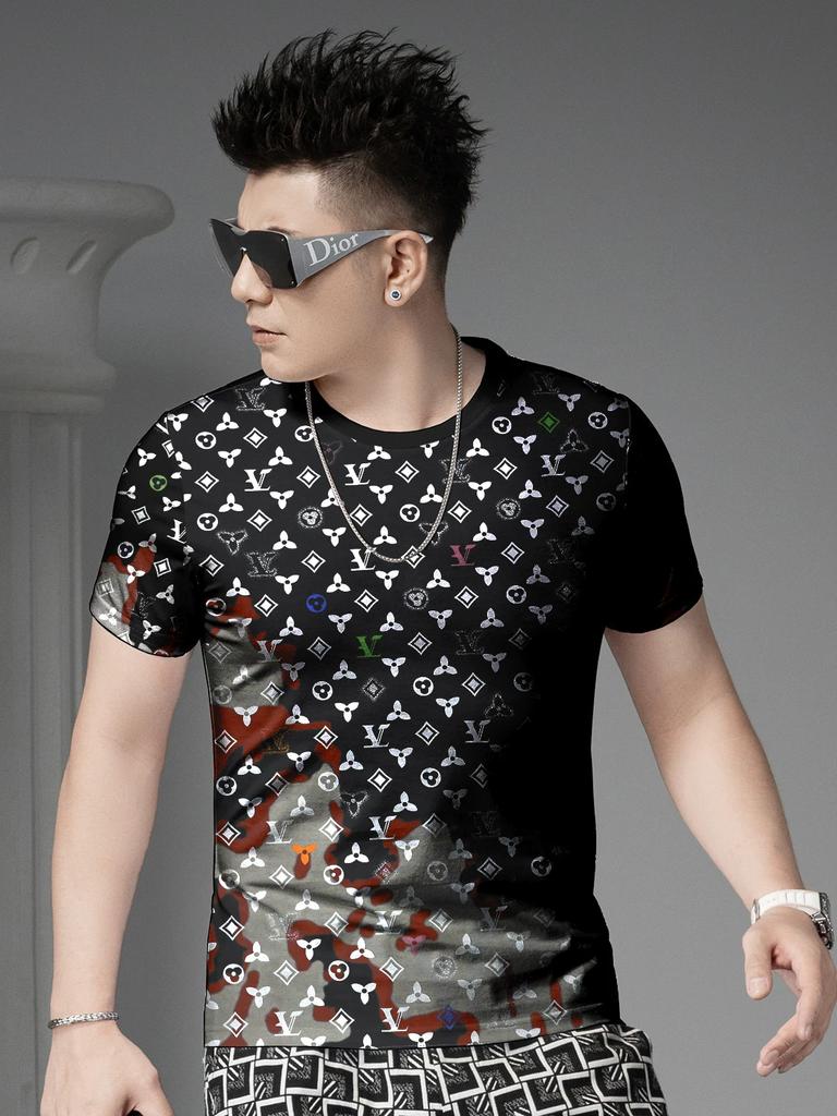 European Goods round Neck Short sleeve T-shirt Men's Summer 2025 New Fashion Brand Print Half Sleeve Men's T-shirt Casual Top