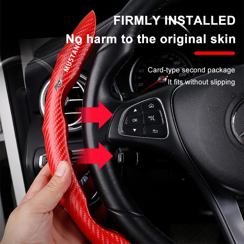 Car Steering Wheel Cover Carbon Fiber Sports Ultra-thin Non-slip Card Cover For Ford Mustang Zapatillas Miniatura Gt Shelby 2005 2015 Mujer 2012 Kuga