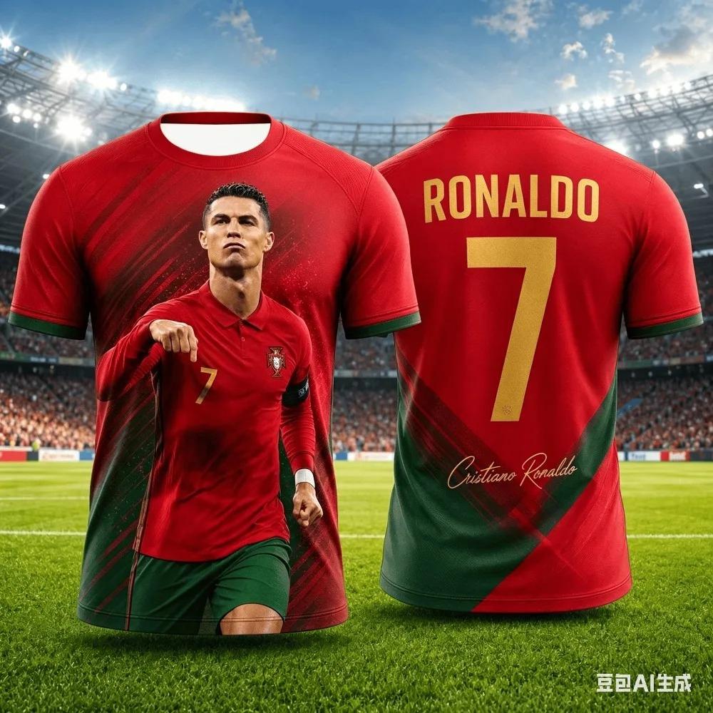 Национальная футбольная форма Португалии, с принтом портрета CR7 Роналду №7, быстросохнущий топ для модного вирусного фаната футбола, повседневная уличная одежда
