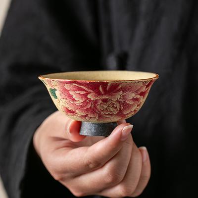 Керамическая мастер-чашка старинная ретро пион маленькая одинарная чайная чашка бытовая высококлассный чайный сервиз чайная чашка