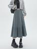 Women's High Waist Gray Knit Wool Pleated Midi Skirt - Spring/Summer 2025 A-line