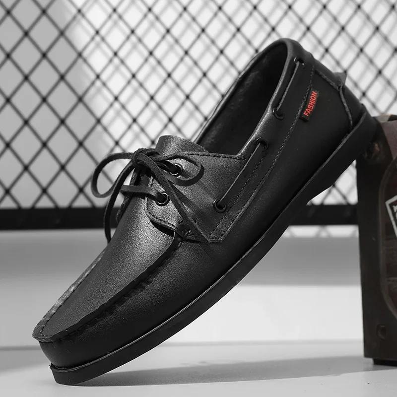 2024 Модные мужские мягкие кожаные мокасины ручной работы дизайнерские повседневные прогулочные туфли удобные нескользящие туфли из натуральной кожи для вождения
