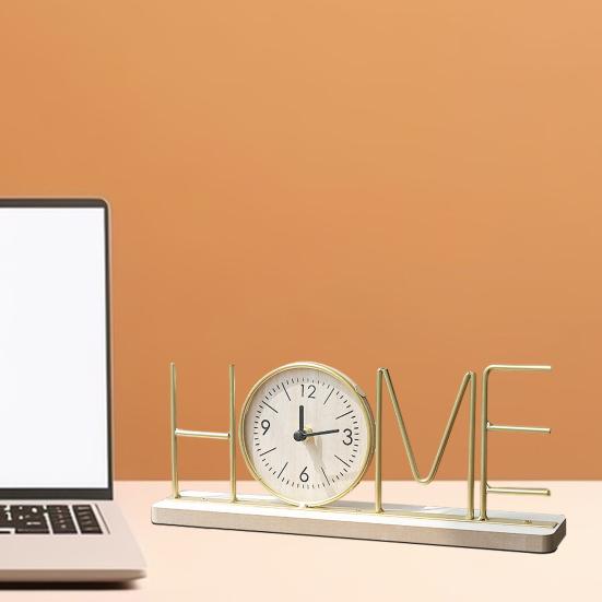 Настольные часы украшения металла LOVE HOME деревянные часы с основанием не тикают бесшумный дом