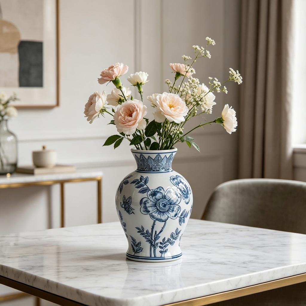 Chinese Blue-and-white Porcelain Ceramic Vase Flower Vase Flower Arrangement Accessories Ceramic Handicrafts Vases Flowerpots
