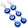 Blue Evil Eye Gemstone 925 Sterling Silver Jewelry Earring 3.03"