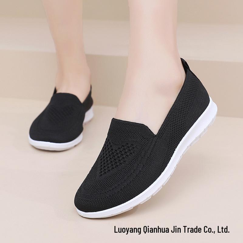 Женские дышащие слипоны из материала Flyknit, больших размеров, в повседневном весеннем стиле