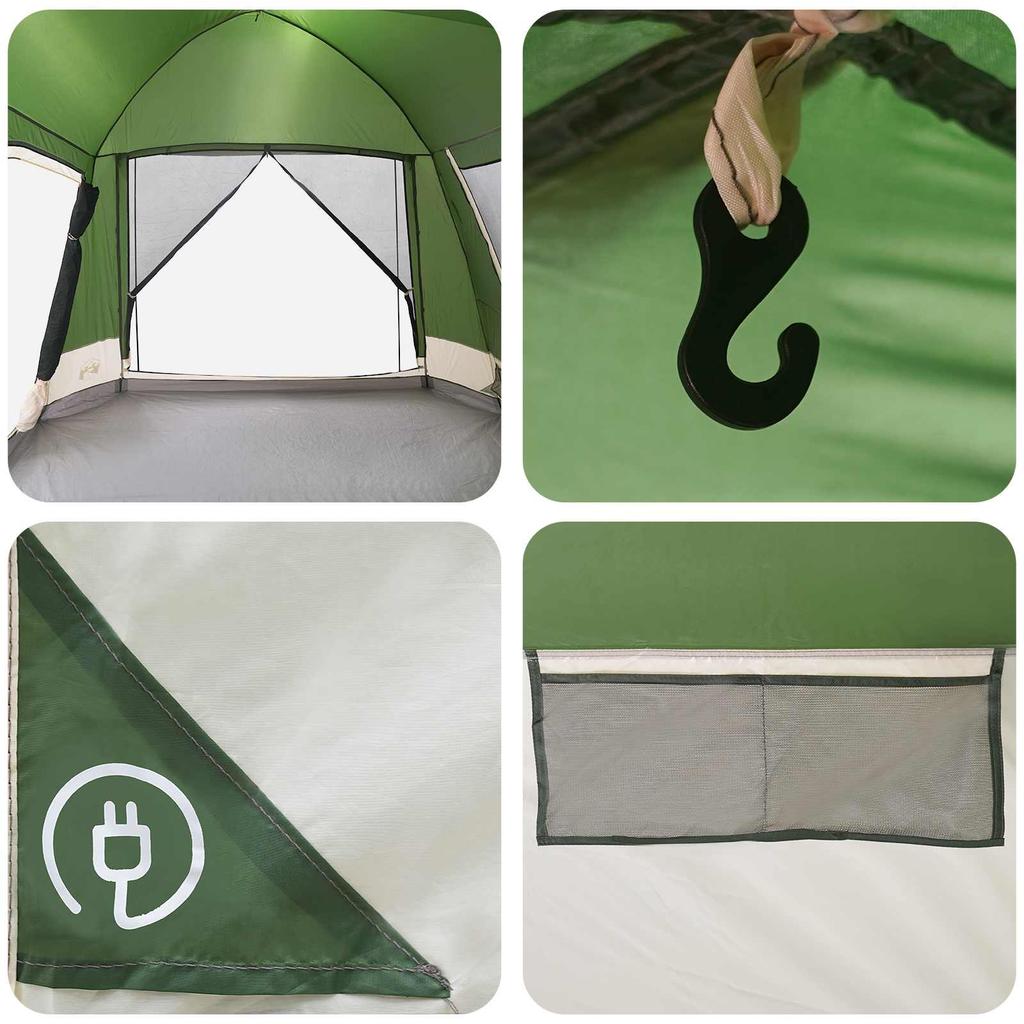 Cabin Tent with Roof Green 12 Person Polyester and Steel