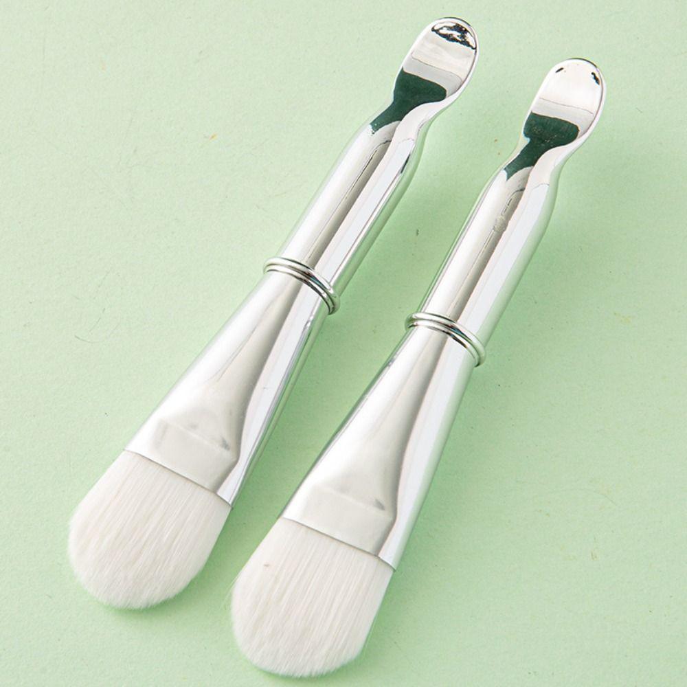 Soft Mask Brush Double Head Silicone Soft Bristle Brush Dual-use Electroplate Facial Mask Cleaning Brush Facial Beauty Tool
