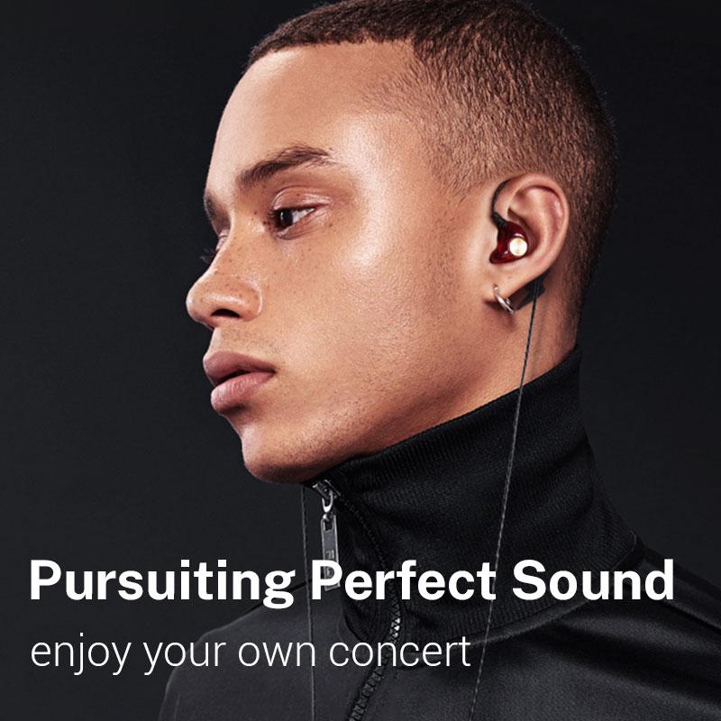 Wired Headphones with Microphone In Ear Monitor Earbuds Metal Bass HiFi Earphone Dual Drive Sport Noise Cancelling Headset