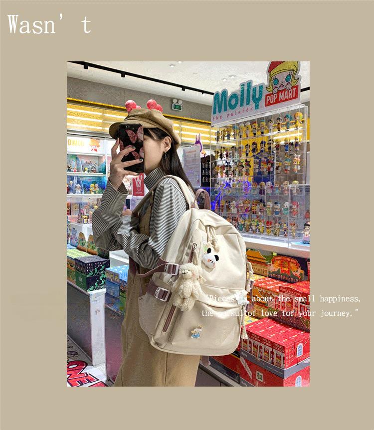 Рюкзак Harajuku в корейском стиле для девочек — большая вместимость, однотонный цвет, идеально подходит для старшеклассников и учащихся младших классов.