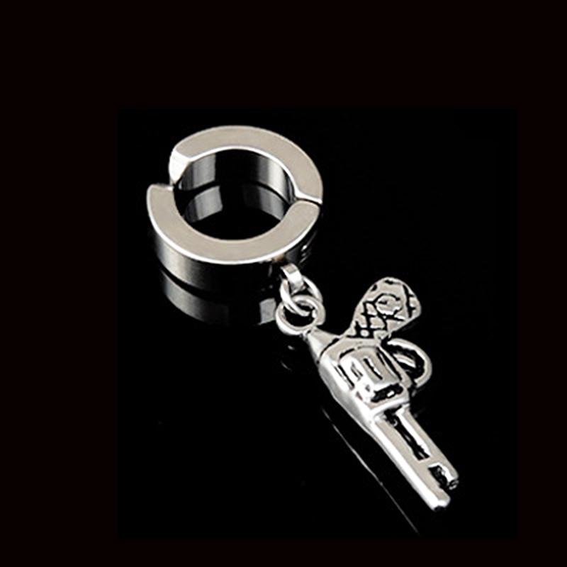 Серьги Simplicity, клипса для ушей в виде геккона, 1 шт., панк, без проколотых ушей, серьги-гвоздики для мужчин и женщин, рука призрака, титановая сталь, серебристо-черная железная башня