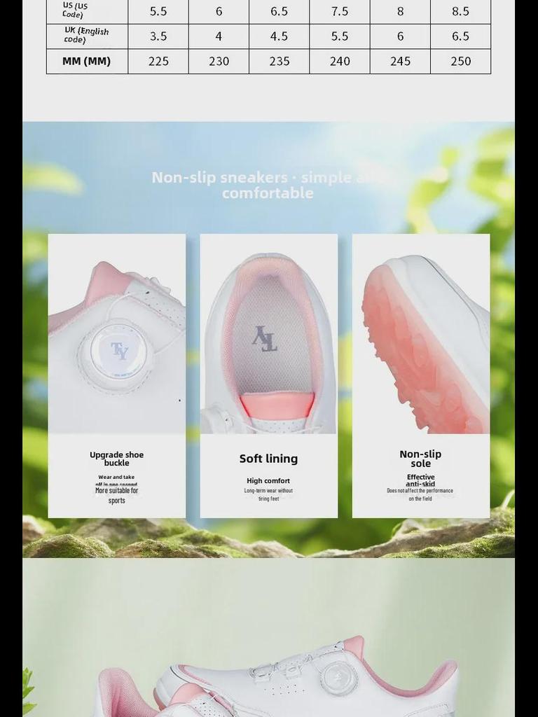 Женские водонепроницаемые нескользящие туфли для гольфа с фиксаторами на шнурках — повседневный спортивный дизайн