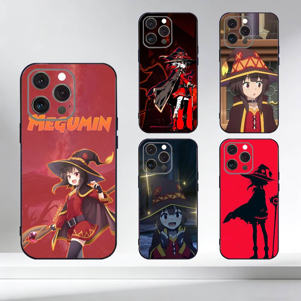 Чехол для телефона Megumin Anime K-KonoSubaS Для iPhone 17,16,15,14,13,12,11 Plus,Pro Max,XS,Мягкий силиконовый черный чехол