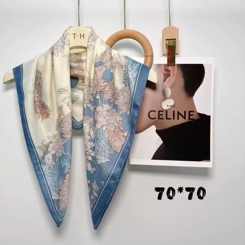 Old Money Wind Cashew Flower Cotton Brown Small Square Scarf Silk Scarf Scarf Shirt Shawl Hair Band Belt Scarf