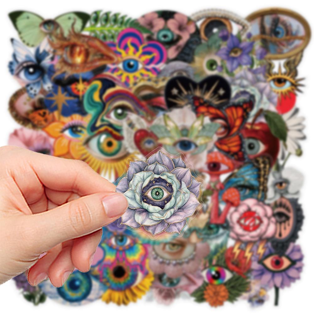 50Pcs/Set Mystic Floral Evil Eyes PET Stickers Waterproof DIY Fashion Doodle Decals Stickers