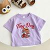 Pink Purple Tshirt For Boys And Girls Shortsleeved Tops New Design Tees Round Neck Base Shirt Toddler Loose Casual Clothing