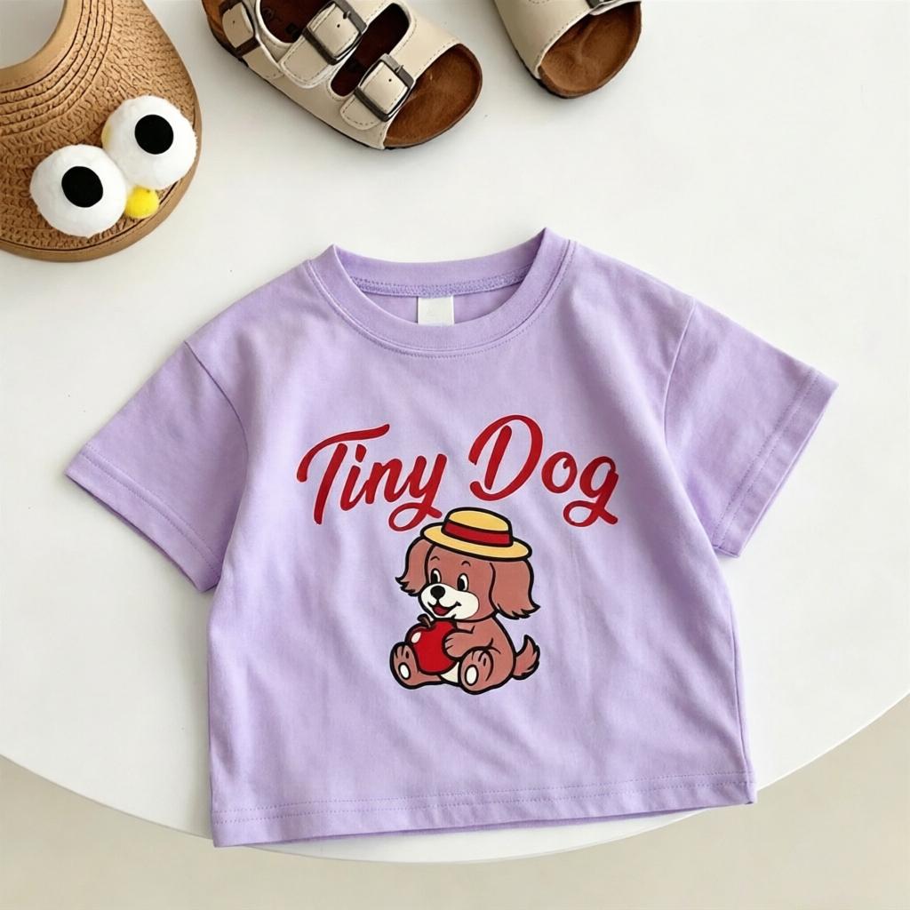 Pink Purple Tshirt For Boys And Girls Shortsleeved Tops New Design Tees Round Neck Base Shirt Toddler Loose Casual Clothing