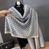 Double-sided Imitation Cashmere Geometric Lattice Texture Printing Thickened Warm Scarf Air-conditioned Room Shawl Outside