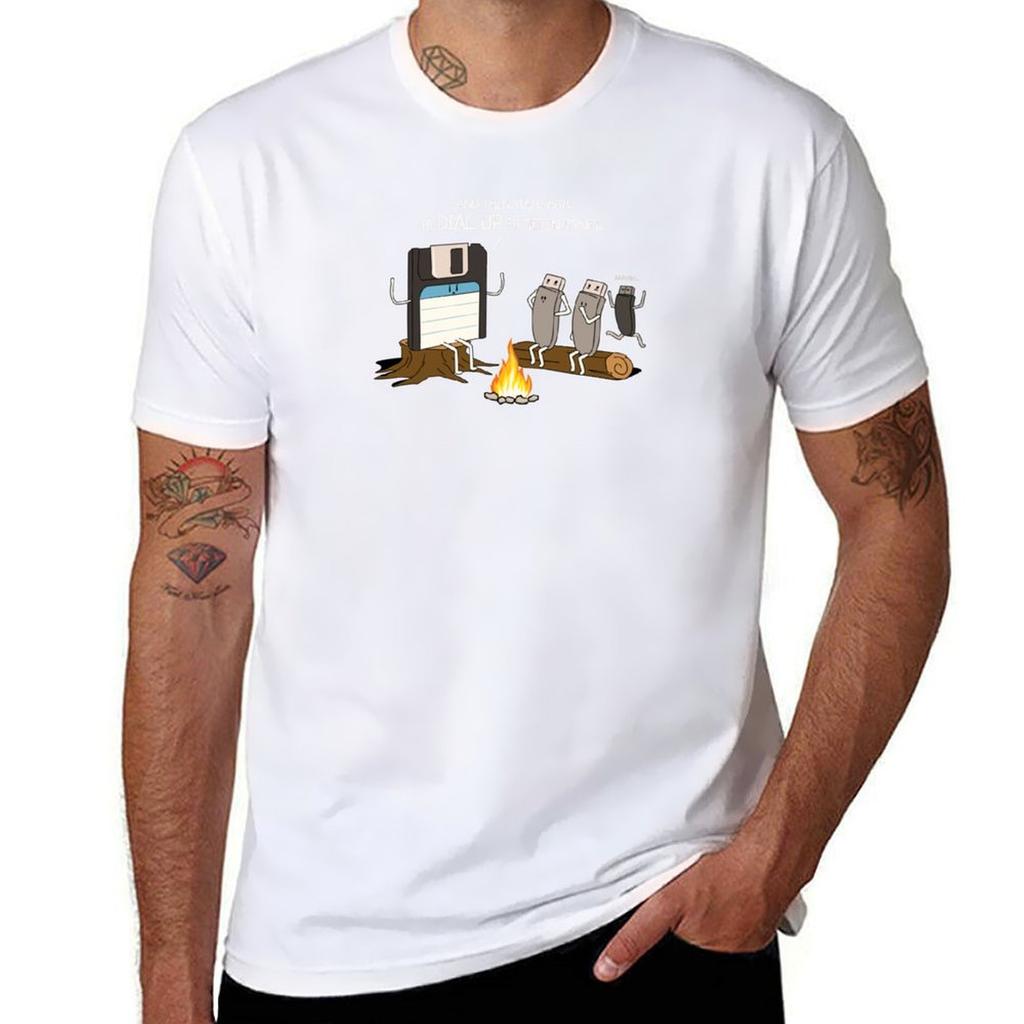 Campfire Tales Of Dial Up Internet Funny Computer Nerd Tshirt Casual Loose Short Sleeve Tee For Unisex