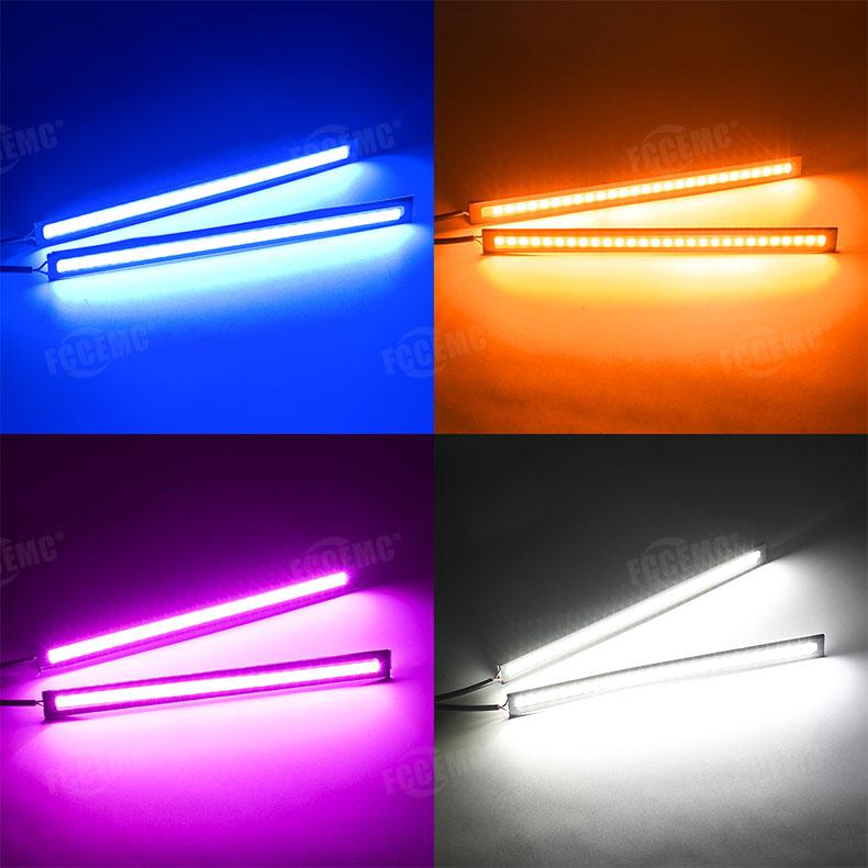 2pcs Ultra Thin Bright LED Car COB Daytime Running Lights Waterproof Night Lighting Decorative Ambient Lamp Bar 12V Universal Dome Lights 6
