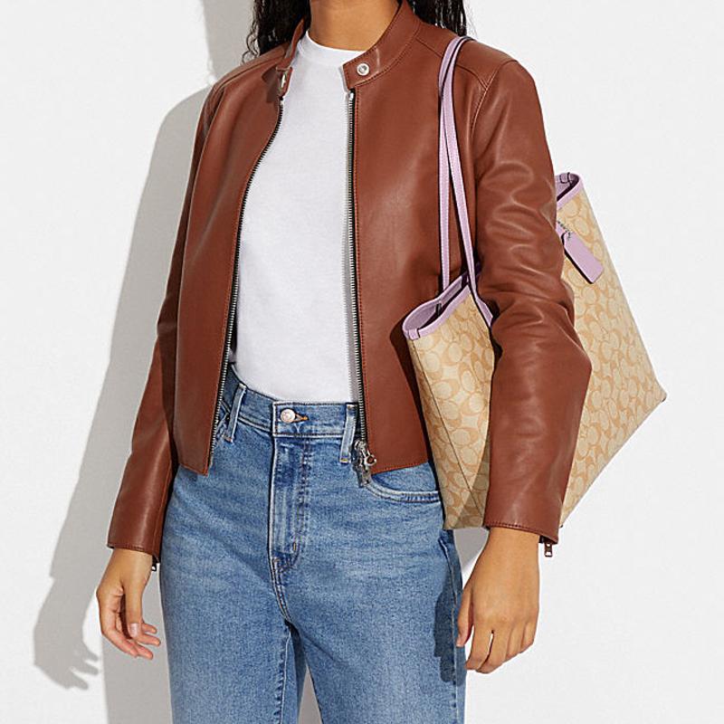 New COACH City PVC Tote Bag Shopping Bag Shoulder Bag Handbag Large Size Women's Light Khaki 5696-SVV7O