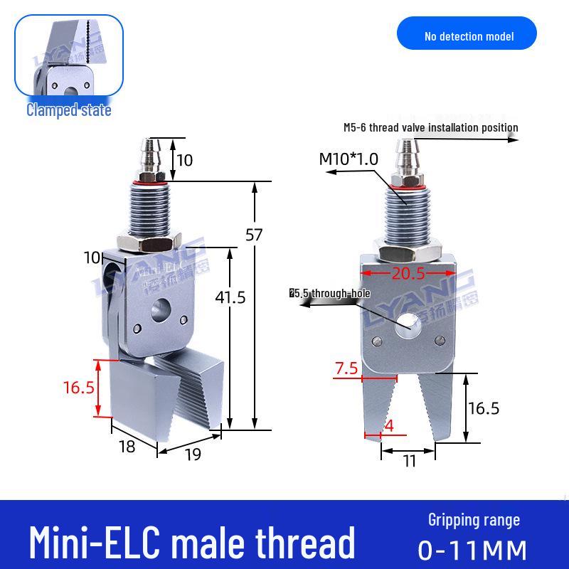 Pneumatic Mini Grippers: A/B/C/E Robot Arm Clamps for Injection Molding (J1060/J1080).