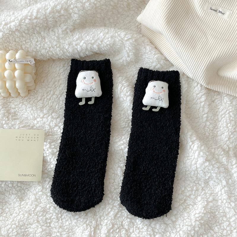Cartoon Doll Socks Women'S Thickened Warm Coral Fleece Home Sleeping Socks Cute Women'S Socks