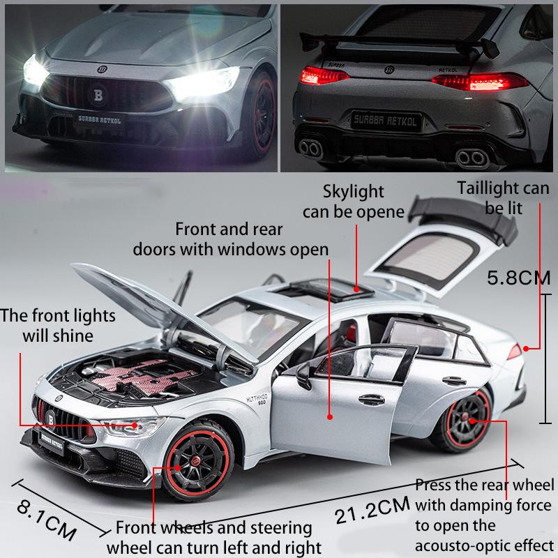 Масштаб 1/24 Brabus Rocket 900, литая под давлением модель автомобиля, игрушечный автомобиль с откатным механизмом, звуком и светом для детей, коллекция подарков для мальчиков и девочек