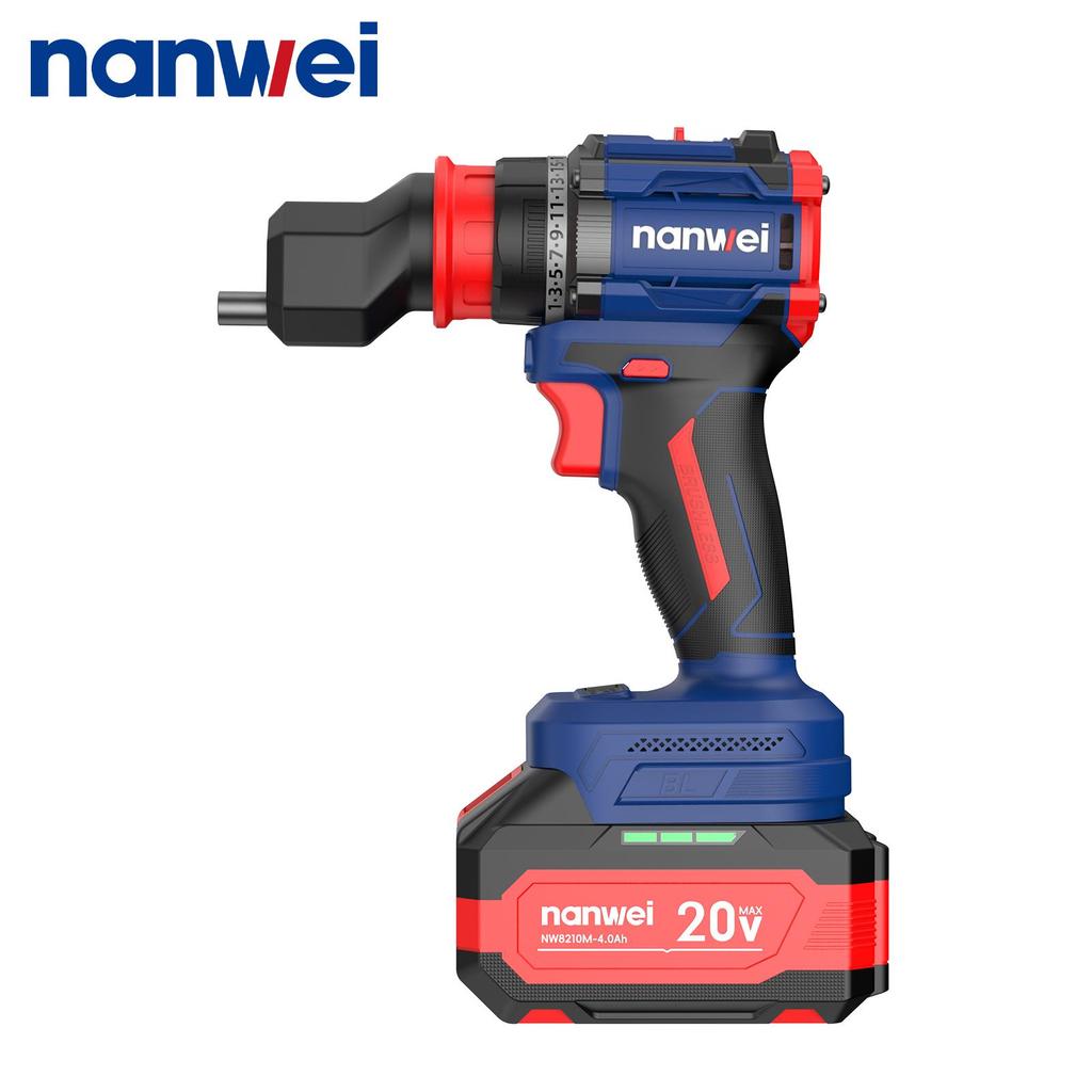 NANWEI Электрическая отвертка 4-в-1 50 Нм с несколькими головками, бесщеточным двигателем, 20 В