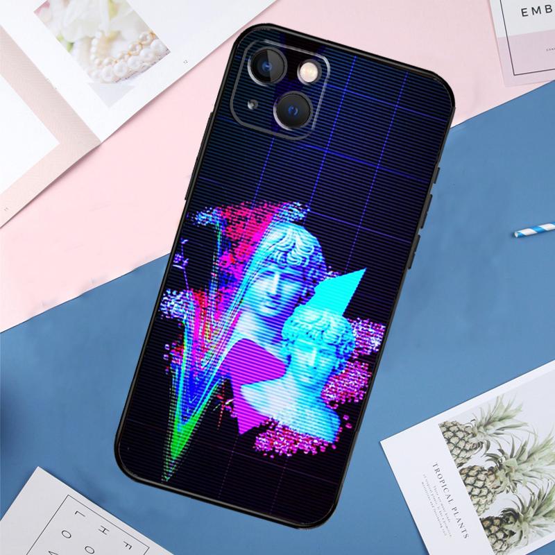 Чехол в стиле аниме Vaporwave Glitch для iPhone 14 15 16 Pro Max 11 12 13 Mini X XR XS Max Plus, задняя крышка телефона