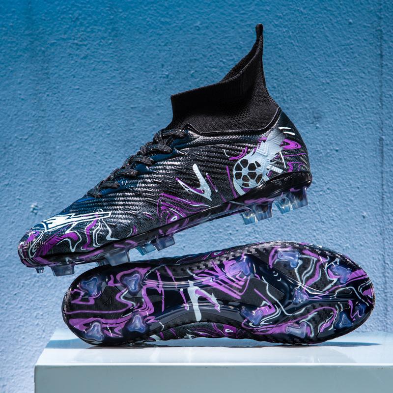 High-top football shoes men's and women's long nails TF broken nails artificial grass training shoes youth sports shoes